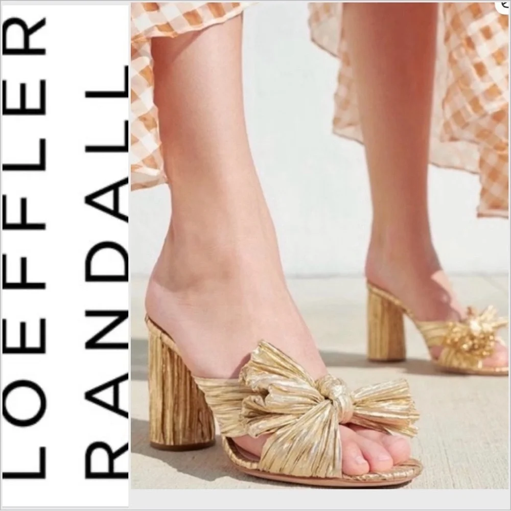 NWOB Loeffler Randall Penny Pleated Heels slides 7.5